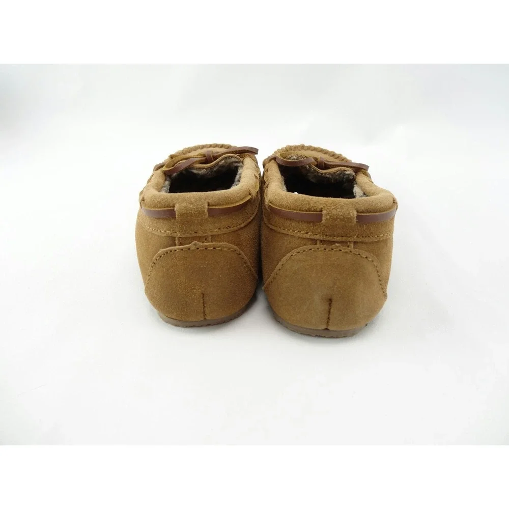 Minnetonka Cute Girl's Faux Leopard Fur Lined‎ Brown Slipper 48273 Youth Size 13